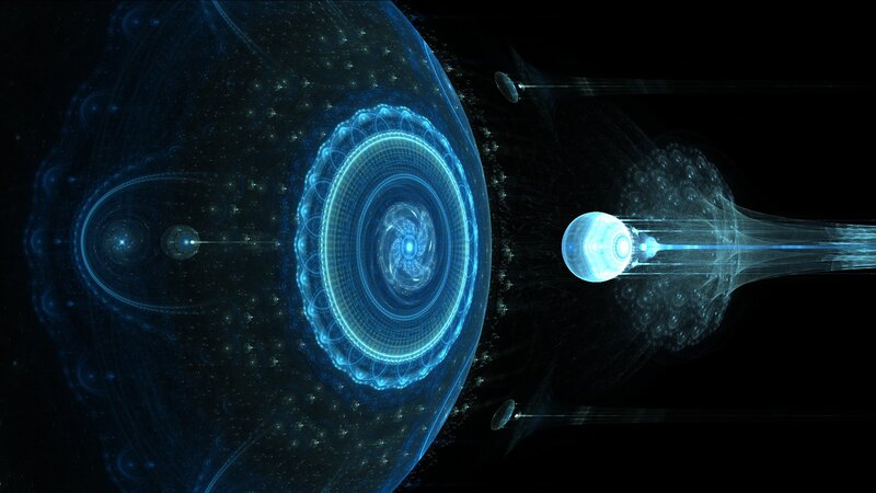 Blue Fractal Space Scene — Cosmic