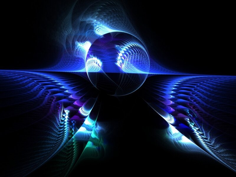 Blue Fractal Sphere — Dramatic