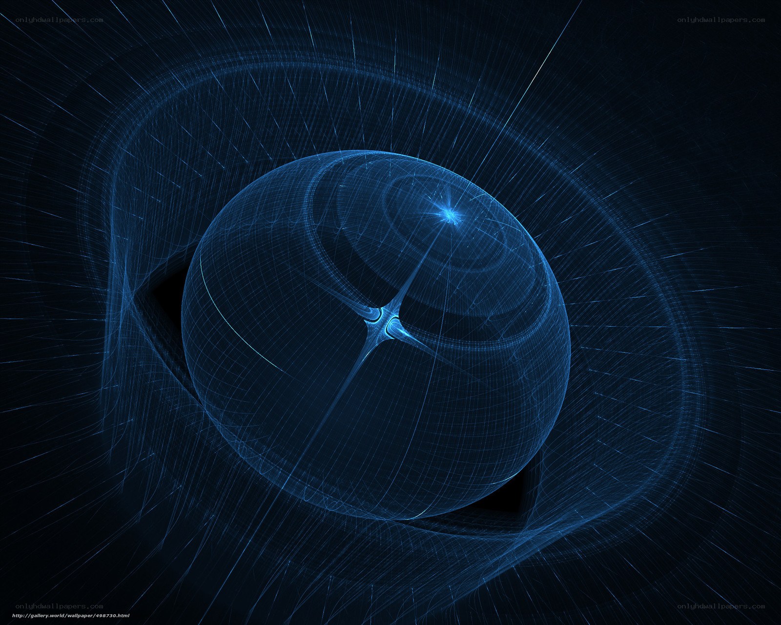 Blue Fractal Sphere in Space