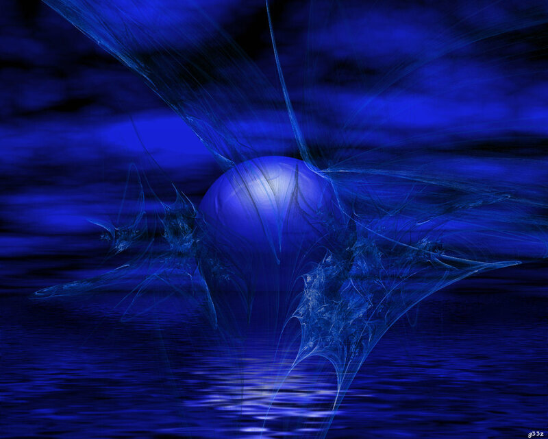 blue fractal sphere in water