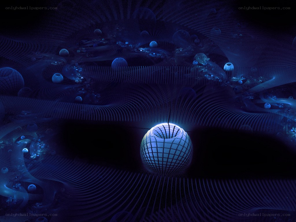 blue fractal sphere landscape
