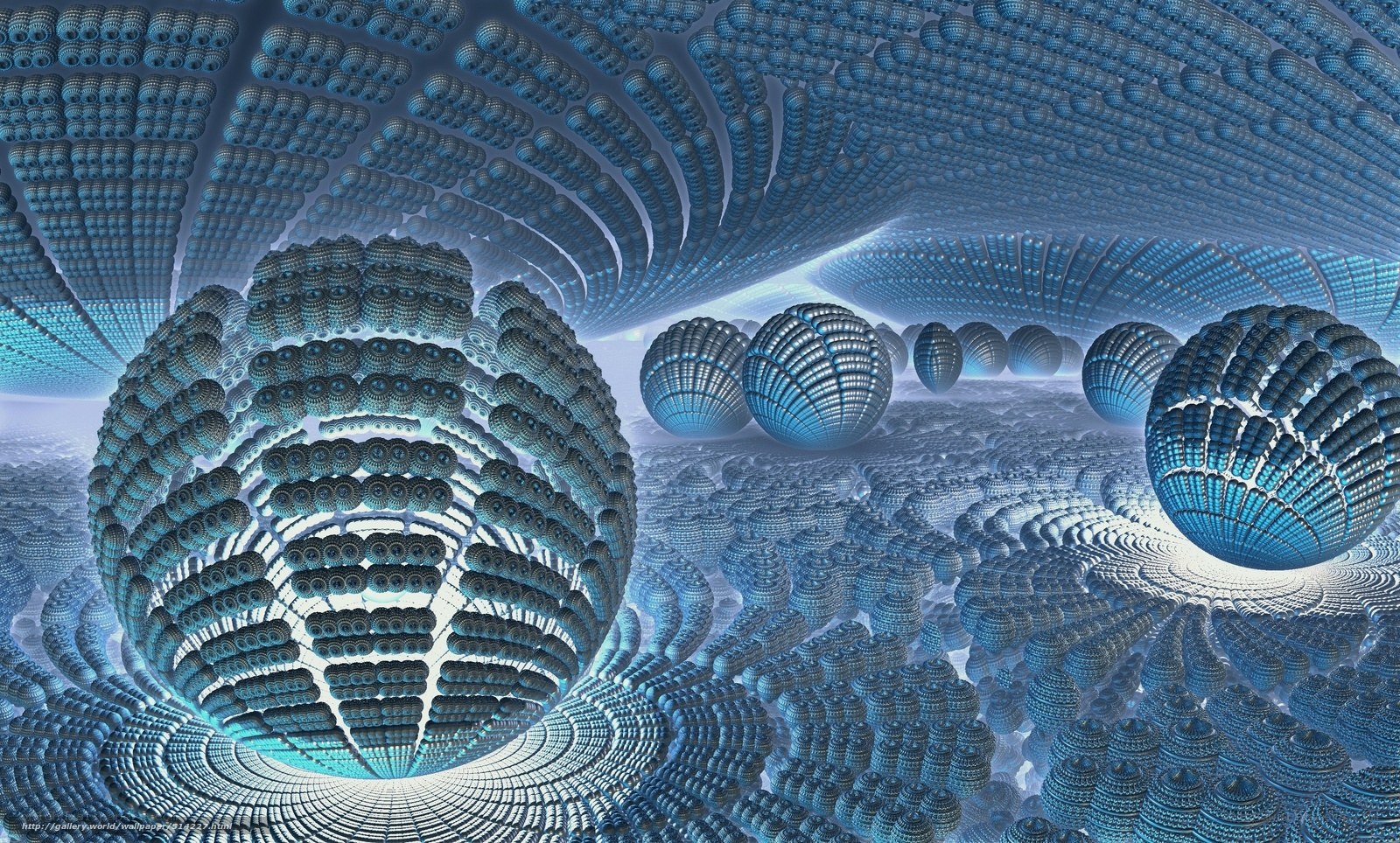 blue fractal sphere landscape