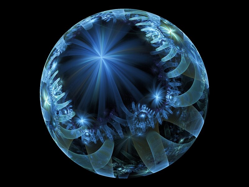 Blue Fractal Sphere — Mystical, Digital Art