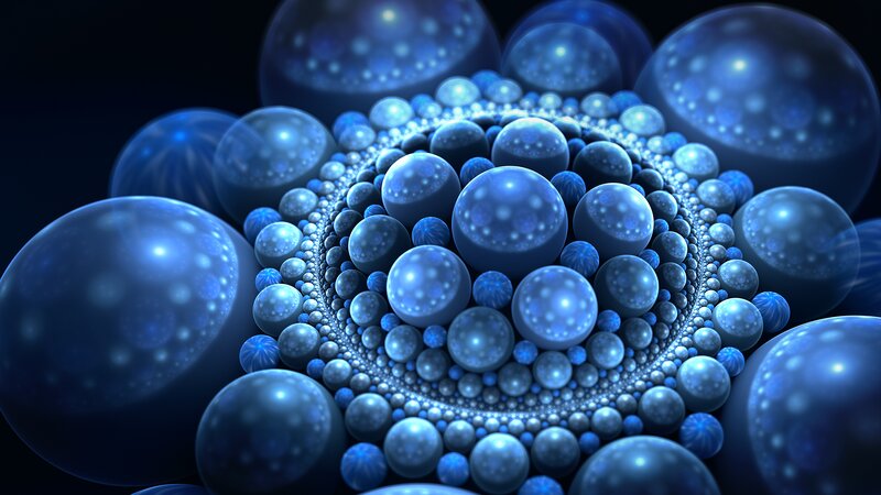 Blue Fractal Spheres — Abstract