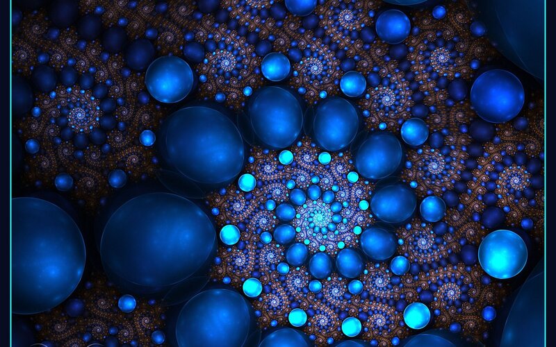 Blue Fractal Spheres — Hypnotic, Digital Art