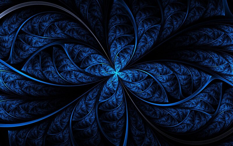Blue Fractal Spiral — Abstract, Dark