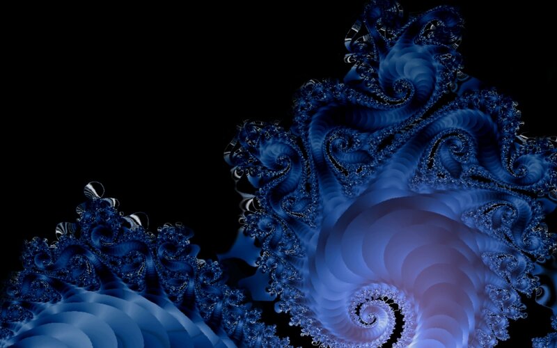 Blue Fractal Spiral — Abstract, Digital Art, Dark Background