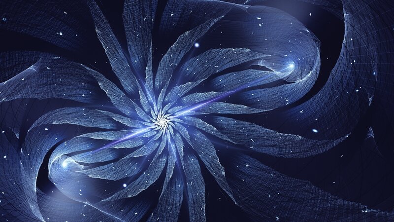 Blue Fractal Spiral — Cosmic
