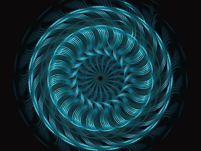 Blue Fractal Spiral — Cyan, Hypnotic