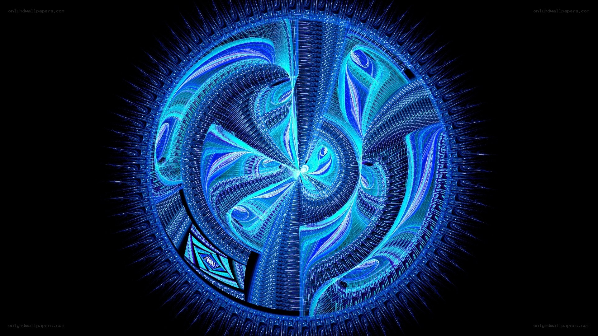 blue fractal spiral design