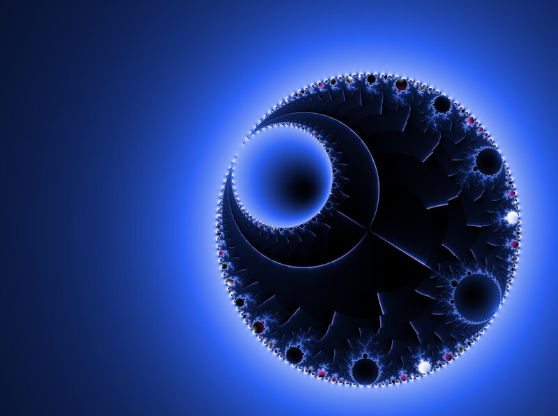 Blue fractal spiral design