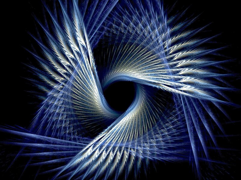 Blue Fractal Spiral — Dramatic, Abstract