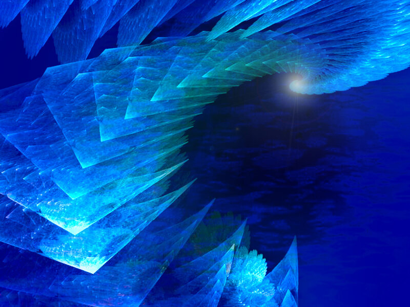 Blue Fractal Spiral — Dramatic