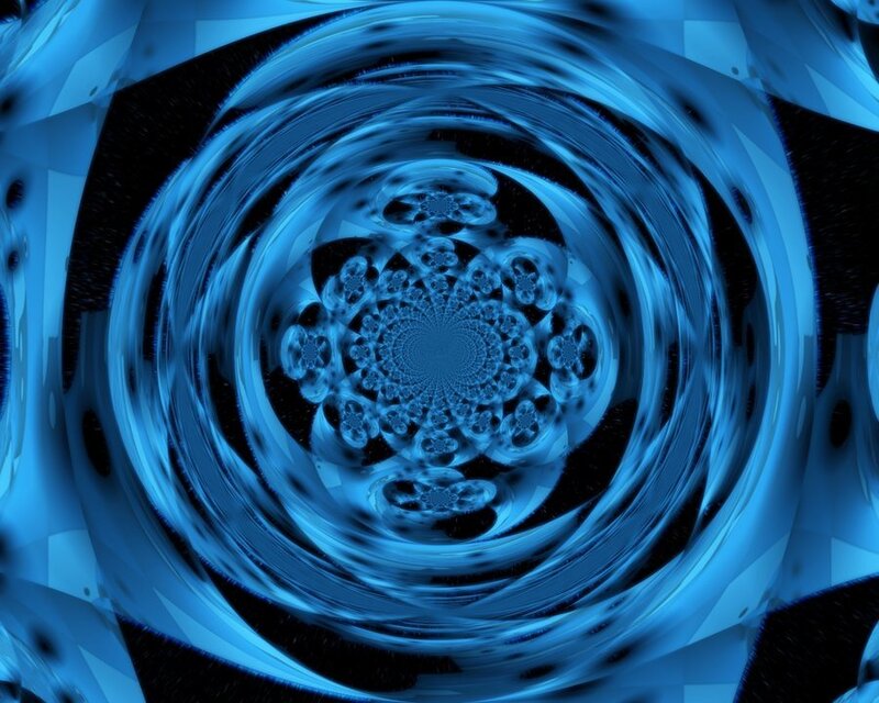 Blue Fractal Spiral — Hypnotic, Abstract, Blue Light