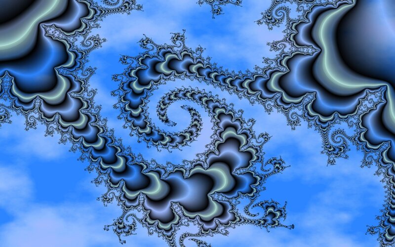 Blue Fractal Spiral — Hypnotic, Abstract, Clouds