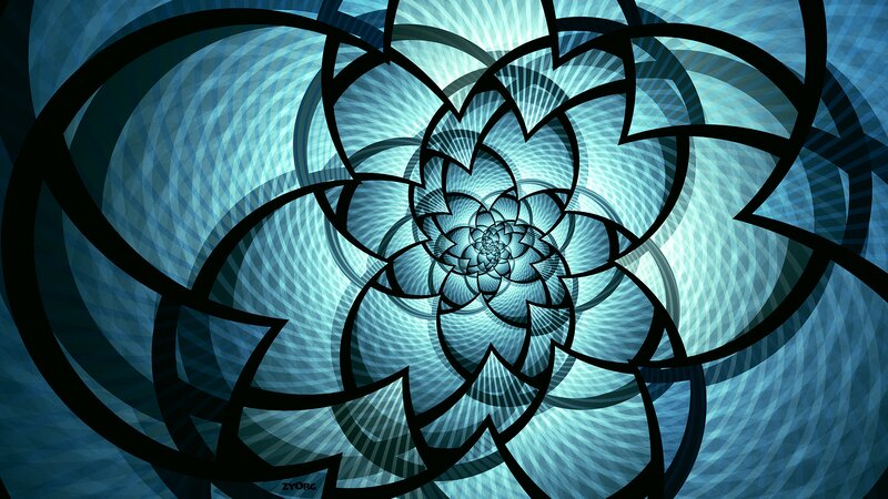 Blue Fractal Spiral — Hypnotic, Abstract, Lines, Circles