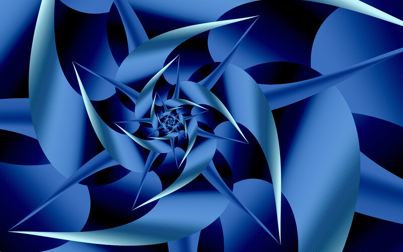 Blue Fractal Spiral — Hypnotic, Abstract, Star