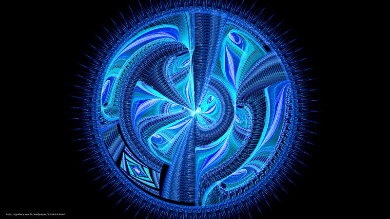 Blue Fractal Spiral — Hypnotic, Digital Art, Light, Pattern