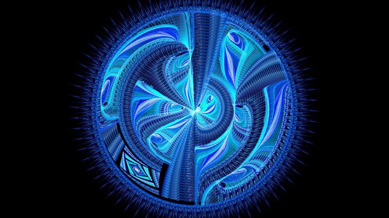 Blue Fractal Spiral — Hypnotic, Digital Art, Light