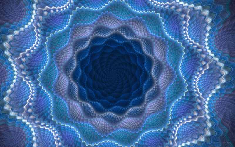 Blue Fractal Spiral — Hypnotic, Digital Art, Pattern