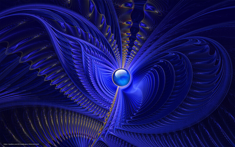 Blue Fractal Spiral — Hypnotic, Digital Art, Sphere