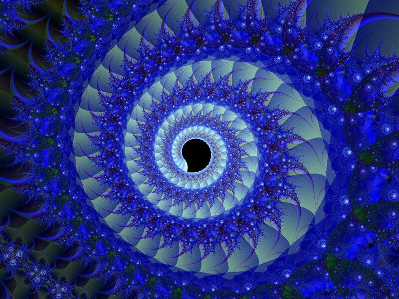 Blue Fractal Spiral — Hypnotic, Digital Art