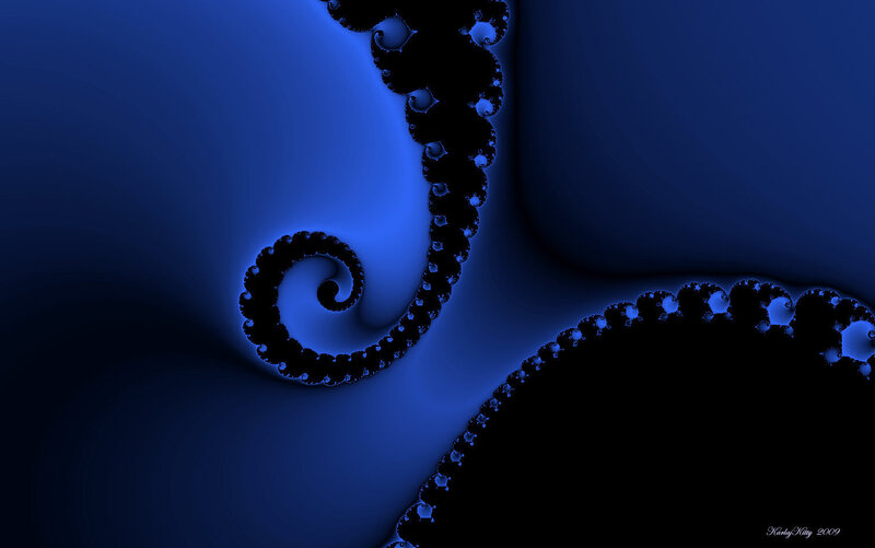 Blue Fractal Spiral — Mysterious, Abstract, Dark, Black
