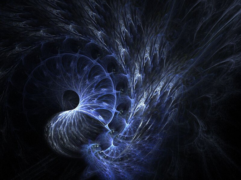 Blue Fractal Spiral — Mysterious, Digital Art