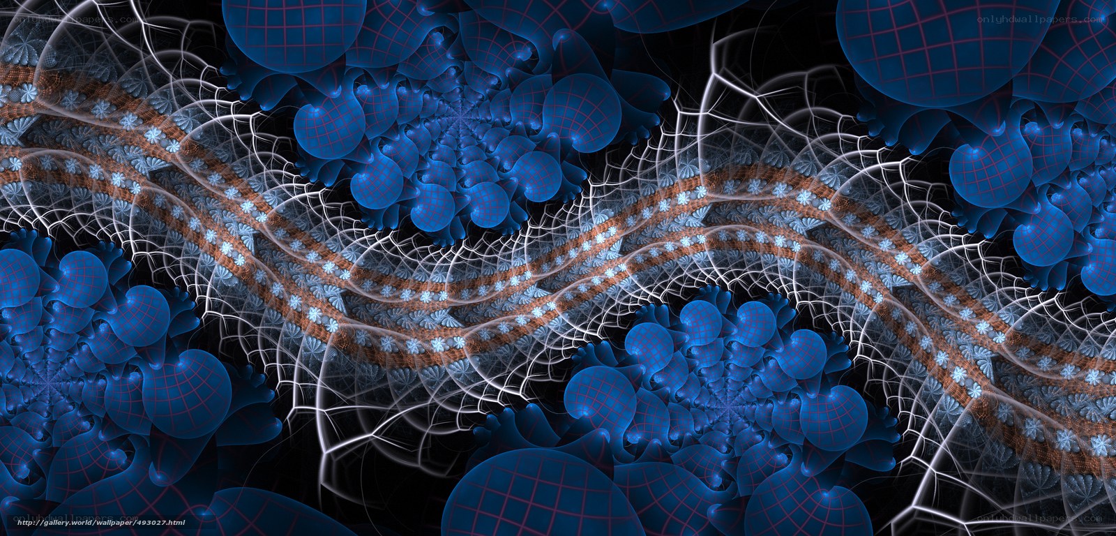 Blue fractal spiral pattern
