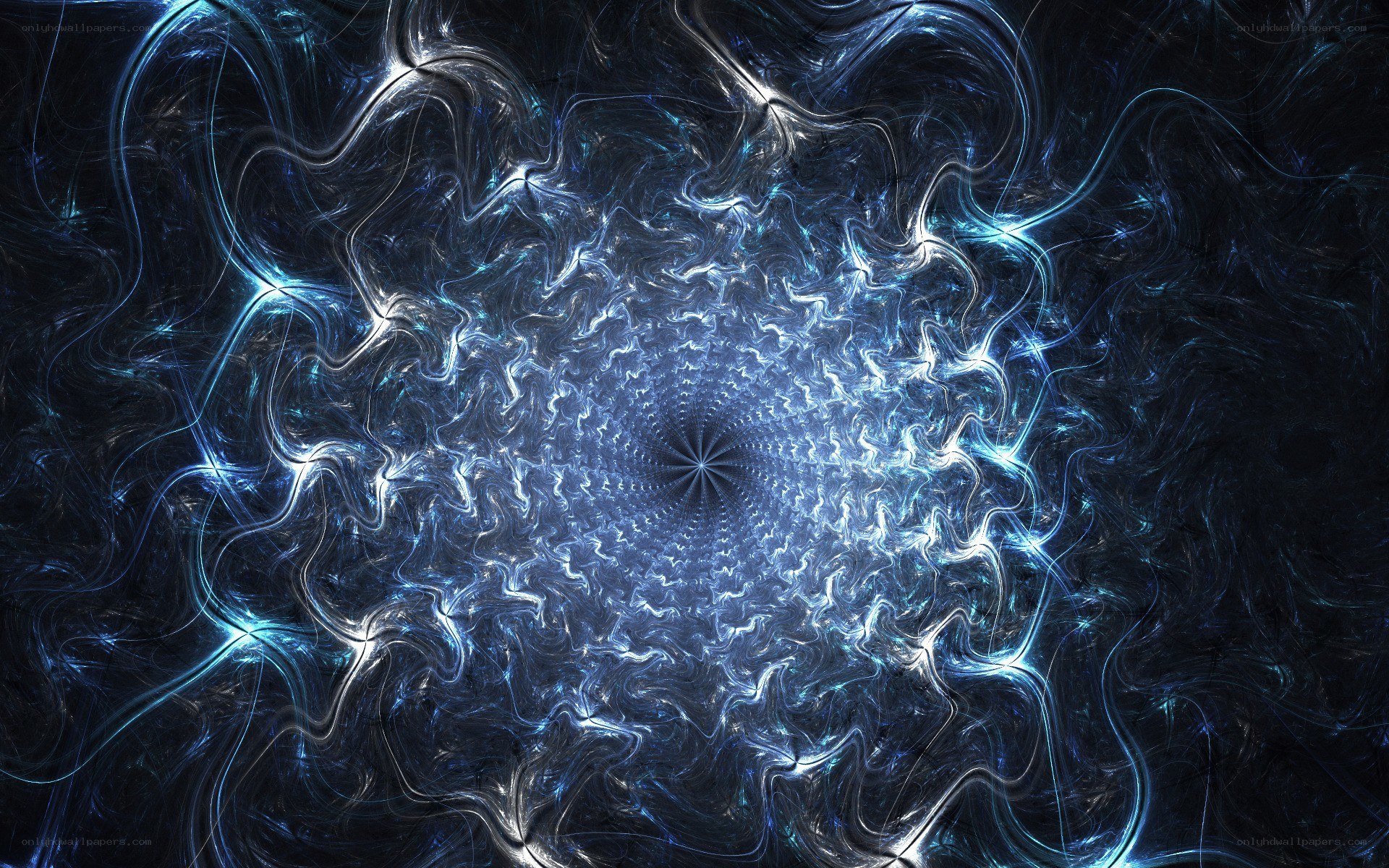 blue fractal spiral pattern