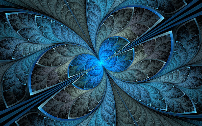Blue fractal spiral pattern