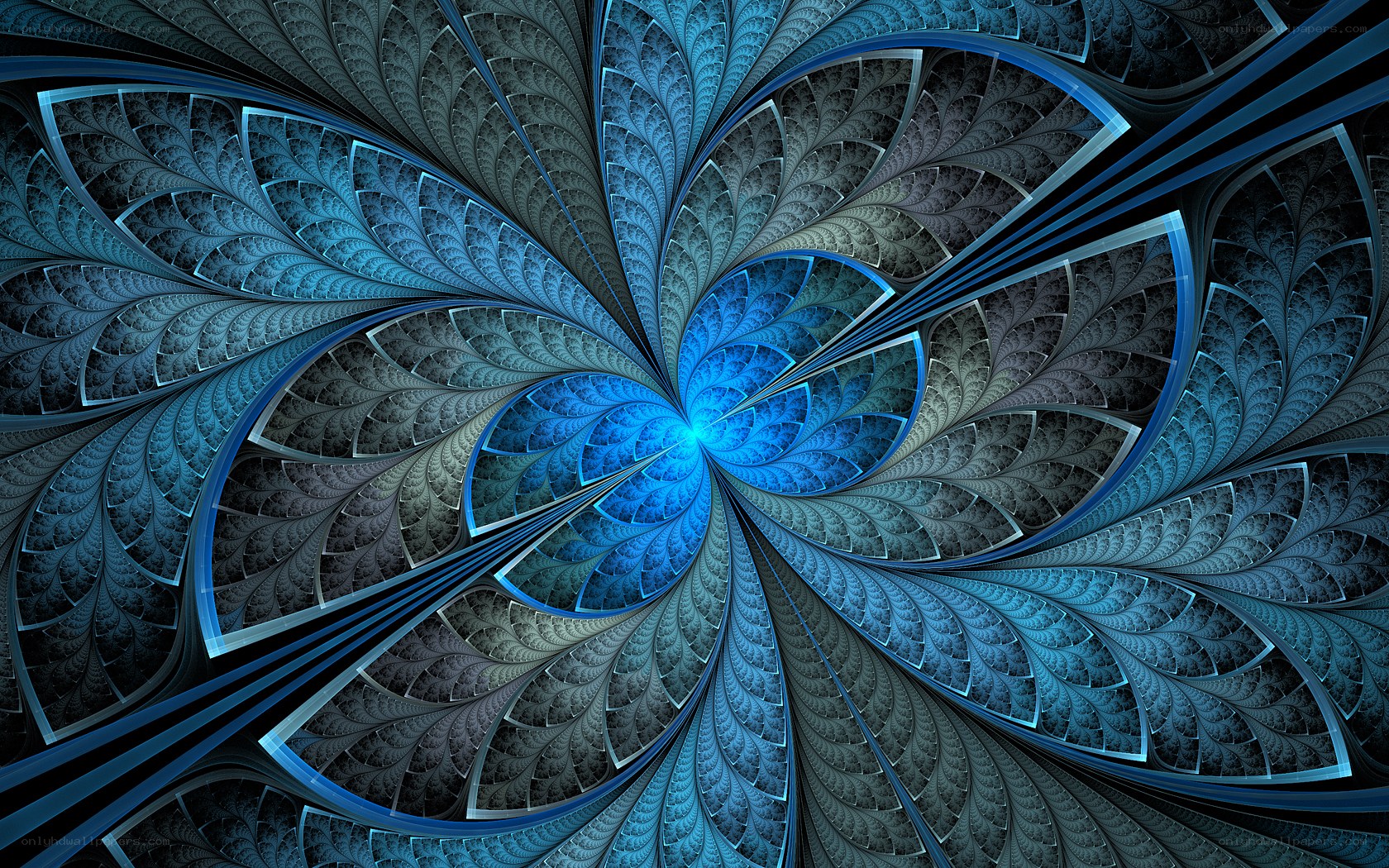 Blue fractal spiral pattern
