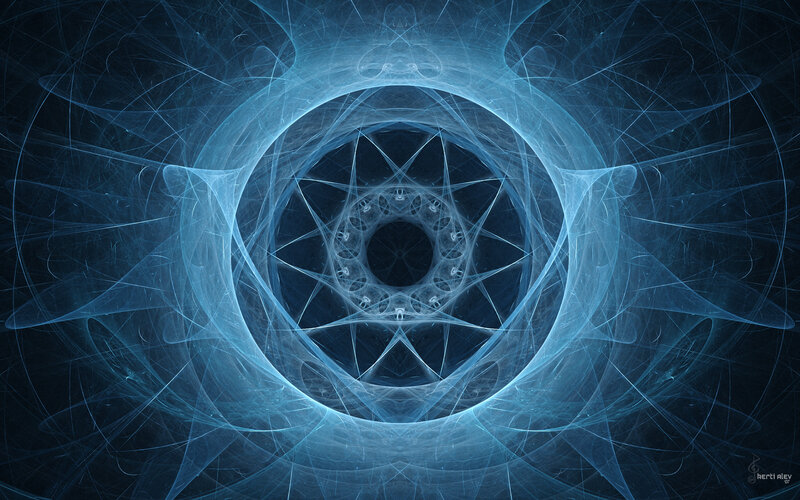 Blue fractal spiral pattern