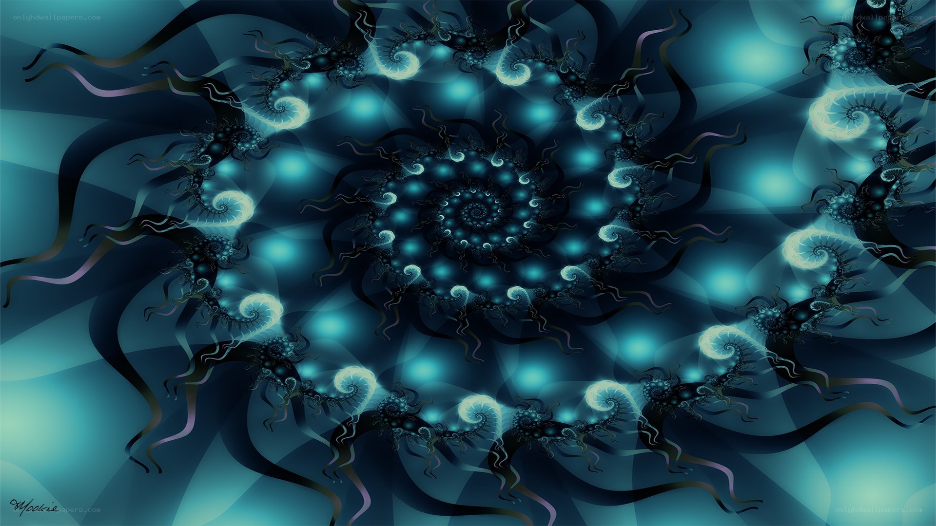 blue fractal spiral pattern