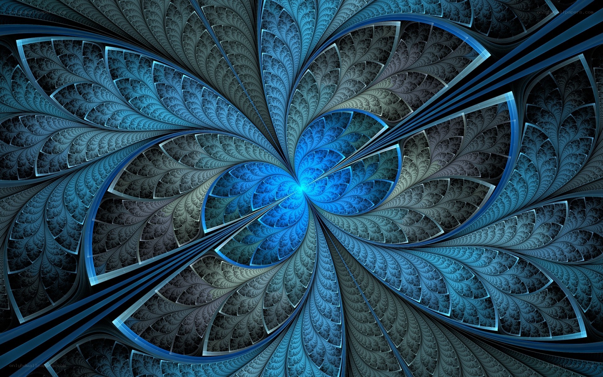 blue fractal spiral pattern