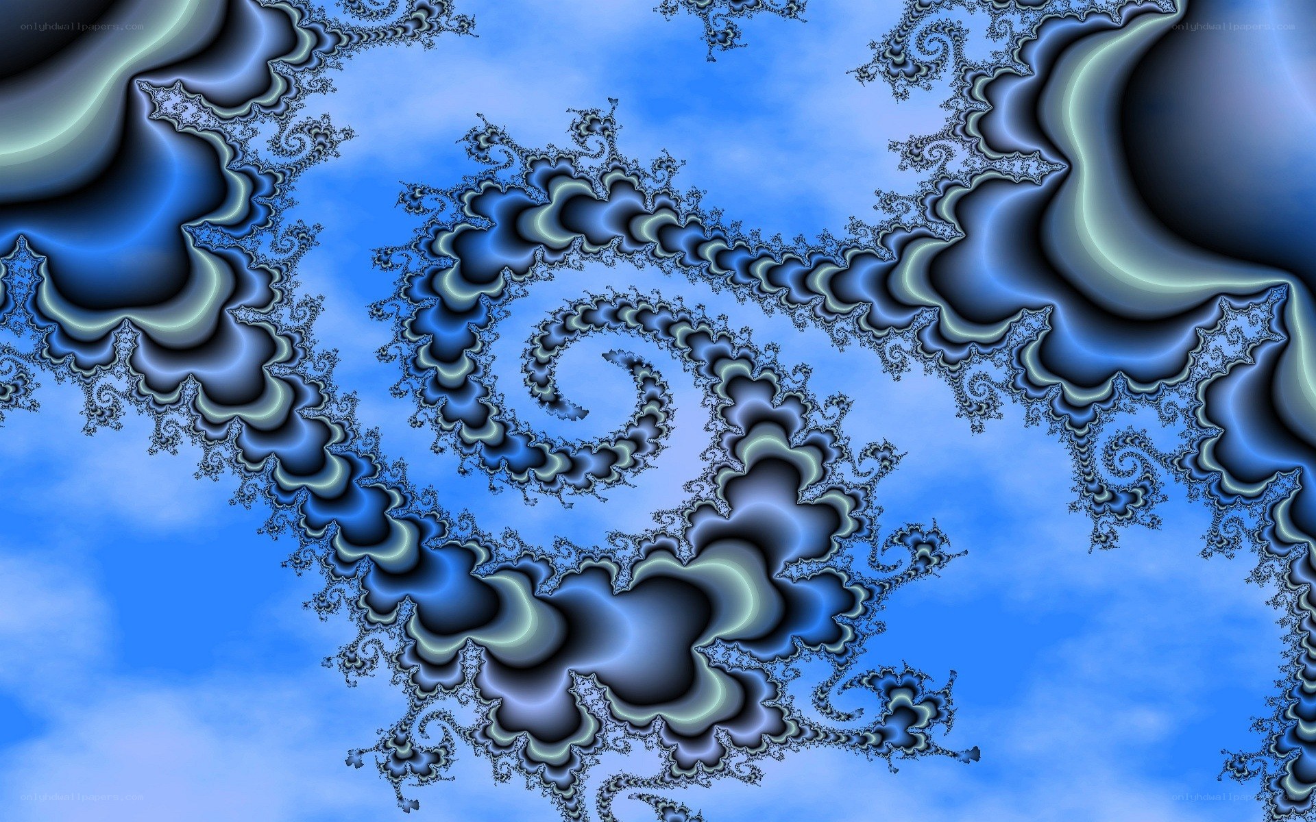 blue fractal spiral pattern