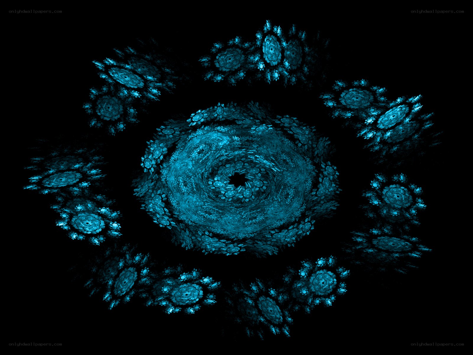 blue fractal spiral pattern