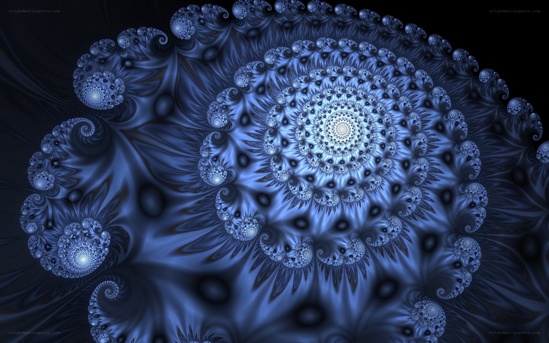 blue fractal spiral pattern
