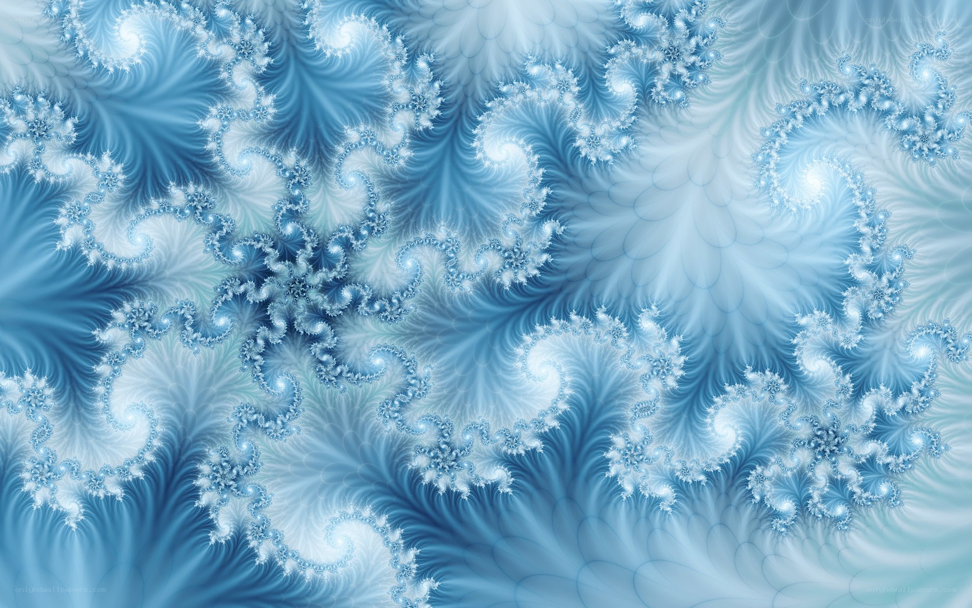 Blue fractal spiral pattern