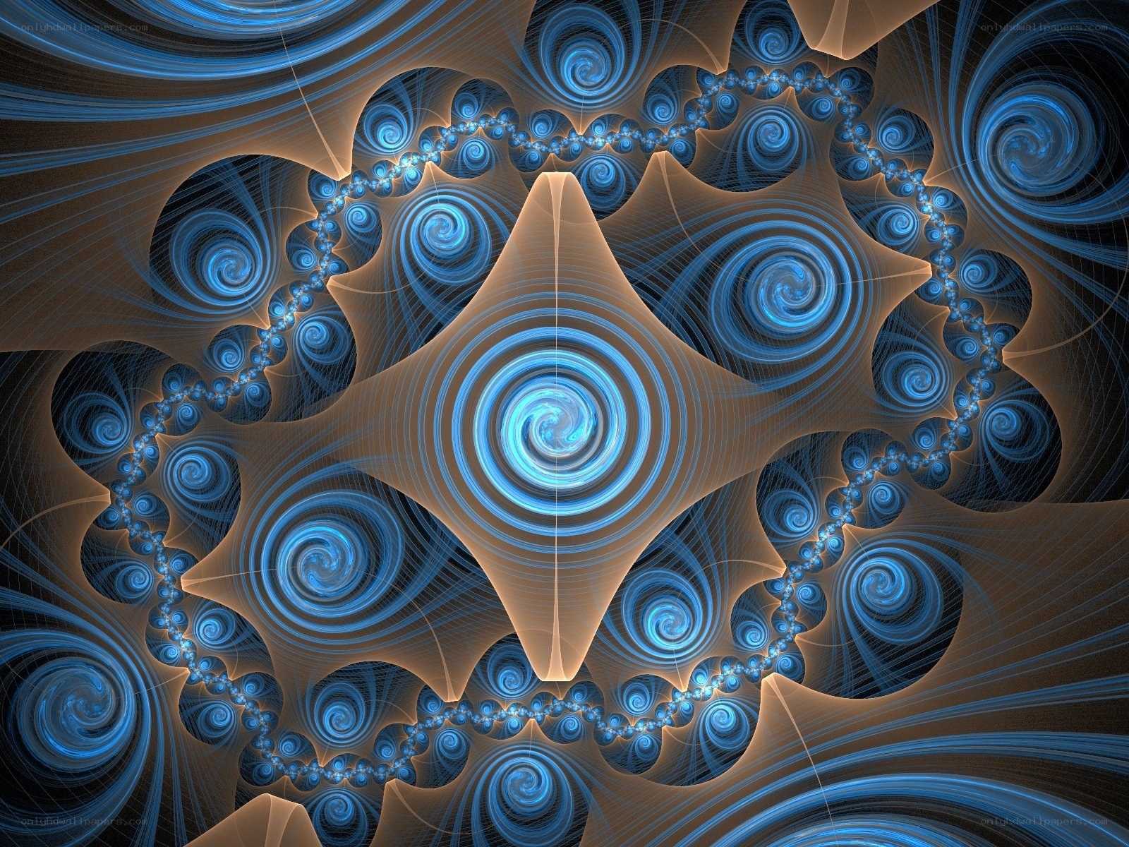 blue fractal spiral pattern