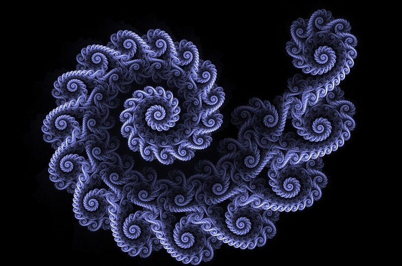 Blue Fractal Spiral Pattern — Abstract, Digital Art