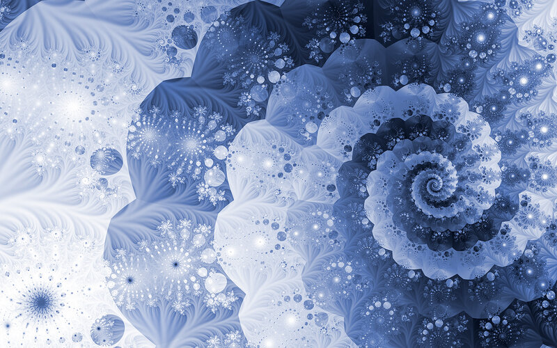 Blue Fractal Spiral Pattern — Serene