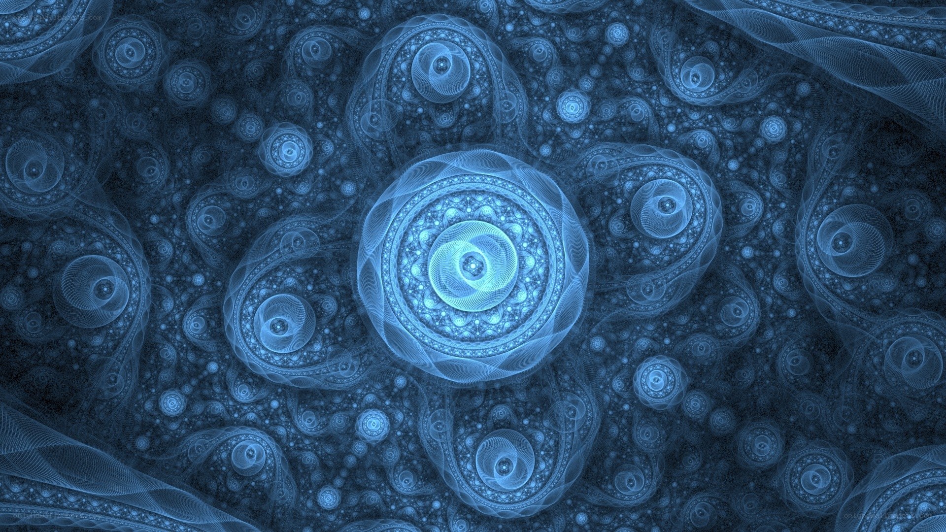 Blue fractal spiral patterns