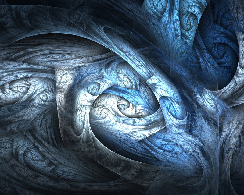 Blue fractal spiral patterns