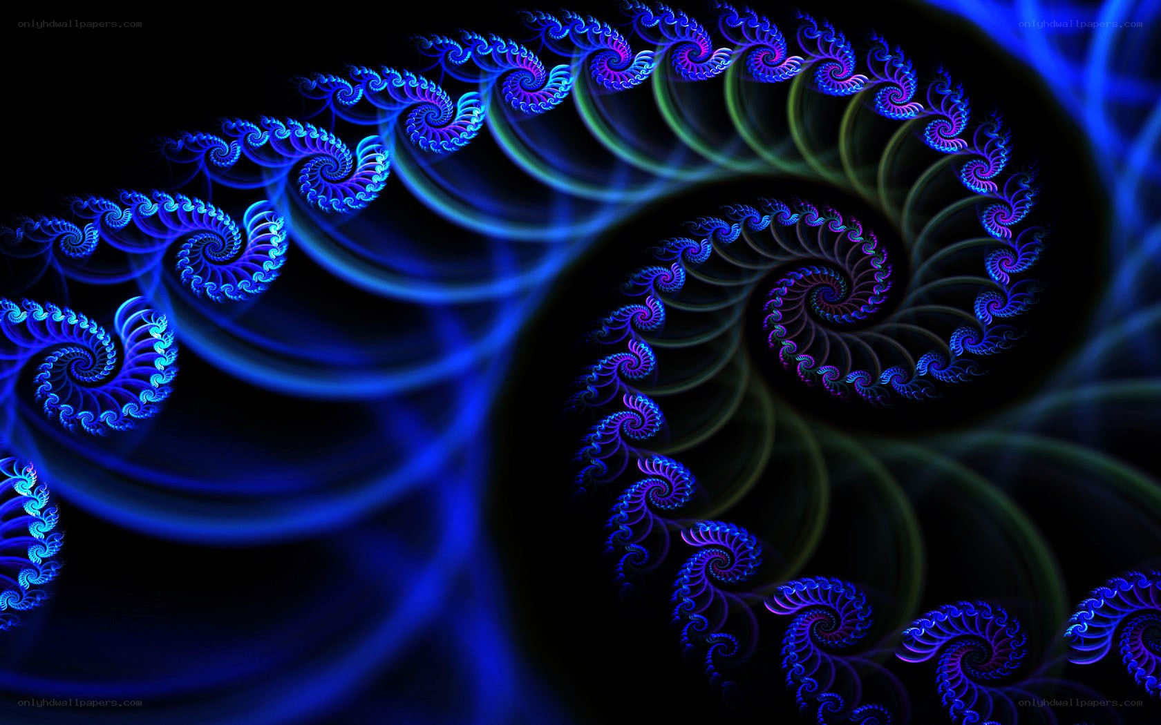 blue fractal spiral patterns