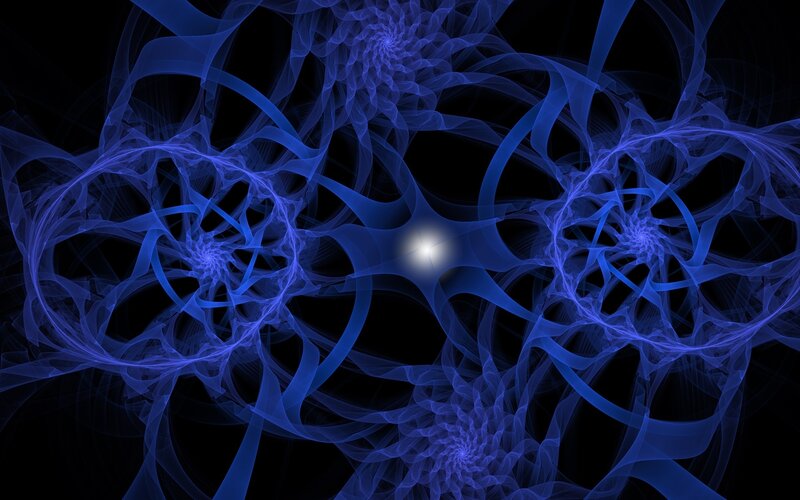 Blue fractal spiral patterns