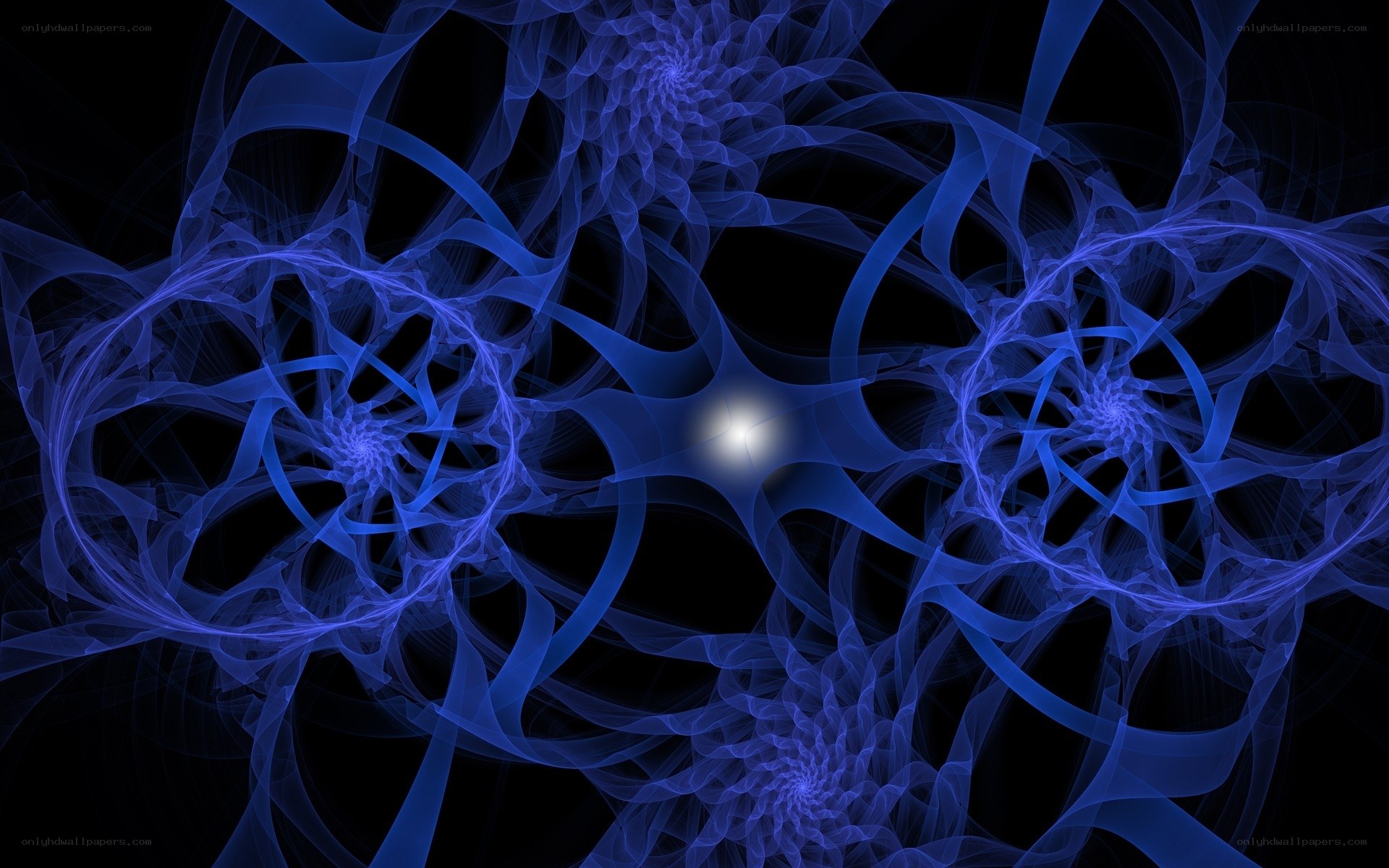 Blue fractal spiral patterns