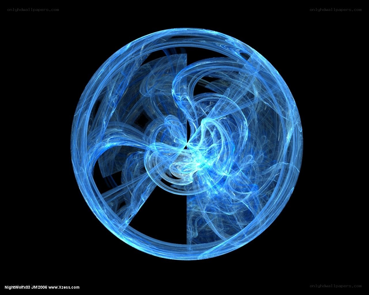 blue fractal spiral sphere