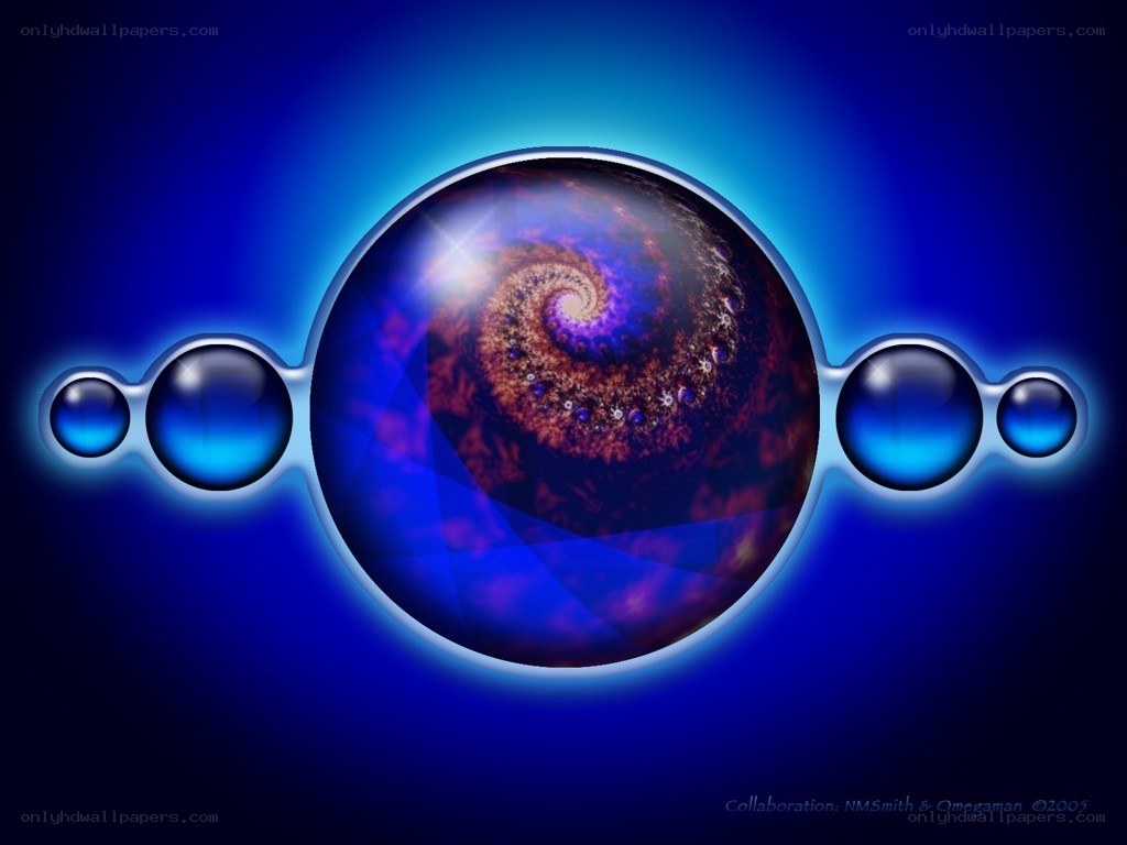 Blue fractal spiral spheres