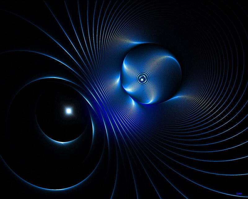 Blue fractal spiral tunnel